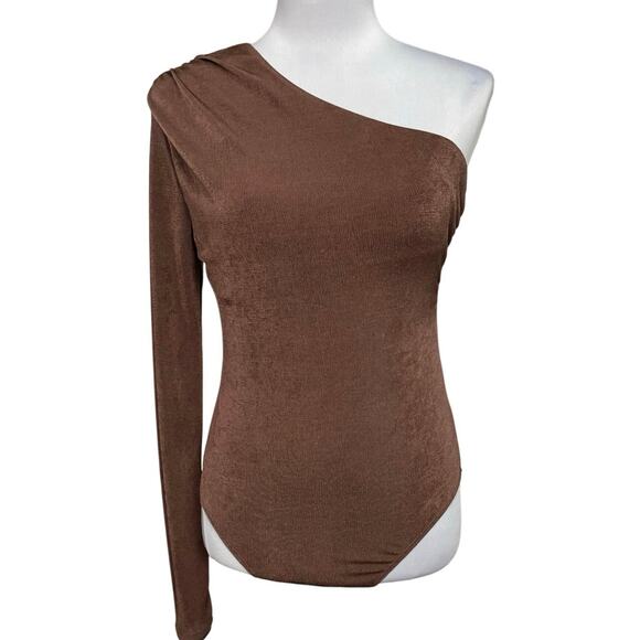 NWOT - Entro One Shoulder Long Sleeve Silky Body Suit - Picture 1 of 5